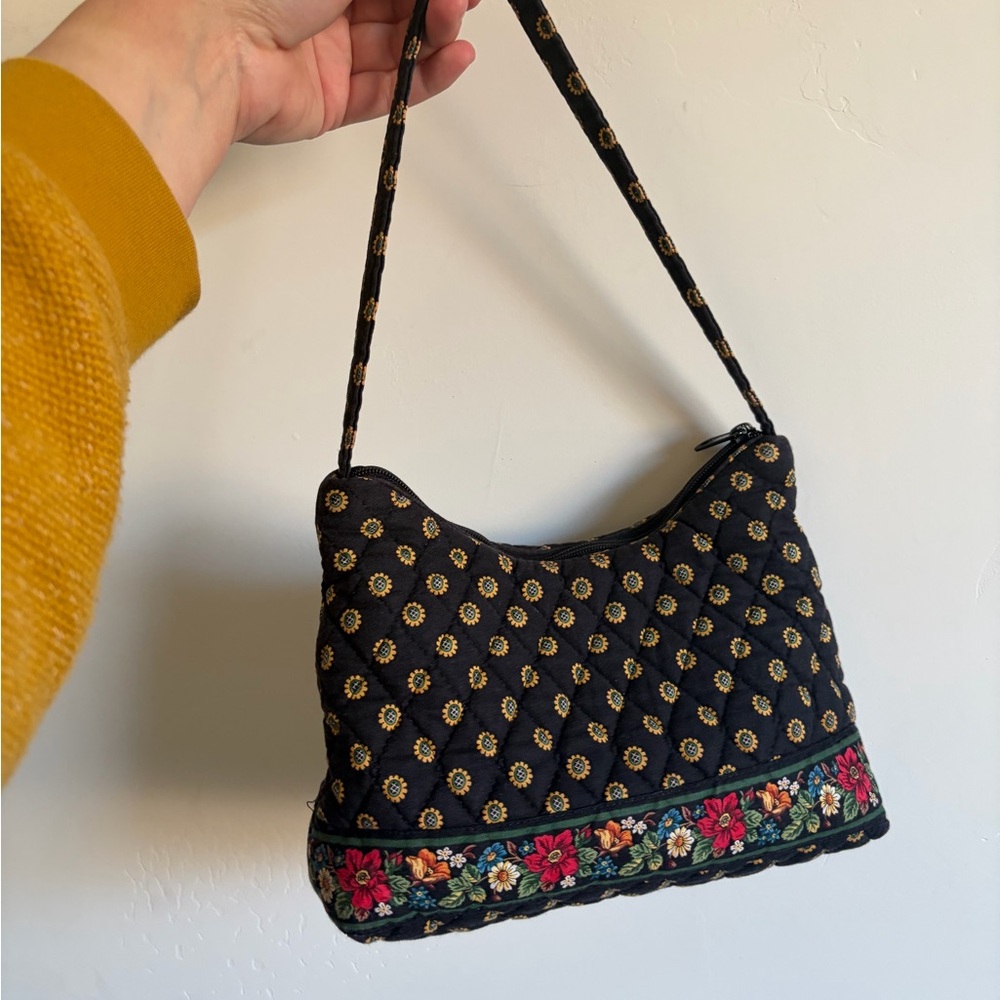 Vera Bradley Molly Shoulder Bag Small Black with Red trim - Picture 2 of 4